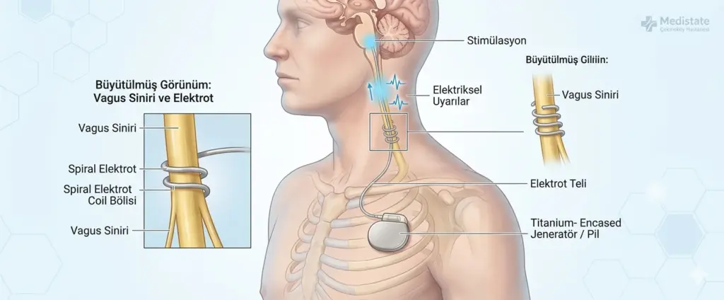 agal Sinir Stimülasyonu (VNS) - Epilepsi Pili Nasıl Takılır İllüstrasyonu