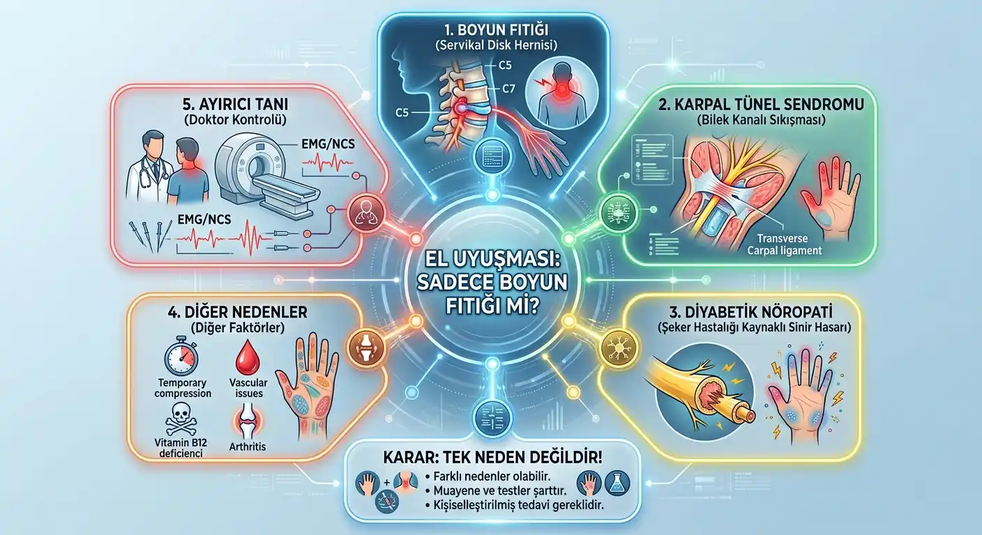 El Uyuşması Her Zaman Boyun Fıtığı mıdır? Karpal Tünel ile Farkı Nedir?