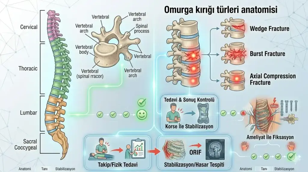 Omurga kırığı tedavisinde kullanılan torakolomber korse (TLSO) ve rijit gövde ortezinin manken üzerinde duruşunu ve vücutla uyumunu gösteren medikal fotoğraf.