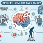 Beyin pili (DBS) ameliyatı için engel teşkil eden durumlar; ileri evre demans, ciddi psikiyatrik bozukluklar, uygun olmayan beyin anatomisi ve genel sağlık engellerini gösteren infografik.